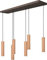 H&auml;ngelampe Holz Eiche Kakao GU10 L:130 cm Zylinder