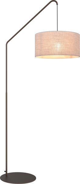 Bogenlampe Stoff Kakao Natur hell E27 H:200 cm XXL