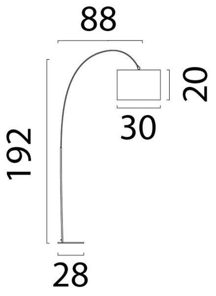 Bogenlampe Stoff Schwarz Rostbraun E27 H:192 cm