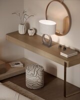 Tischleuchte Holz Stoff Natur Beige E27 H:48 cm