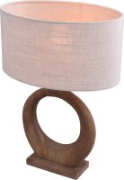 Tischlampe blendarm Holz Stoff Natur Beige E27 B:27 cm