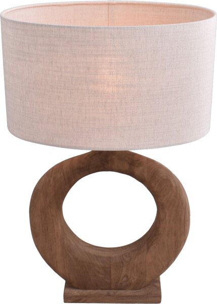 Tischleuchte Holz Stoff Natur Beige E27 H:70 cm Japandi