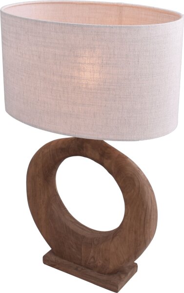 Tischleuchte Holz Stoff Natur Beige E27 H:70 cm Japandi