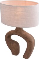 Tischleuchte Holz Stoff Natur Beige E27 H:59 cm oval