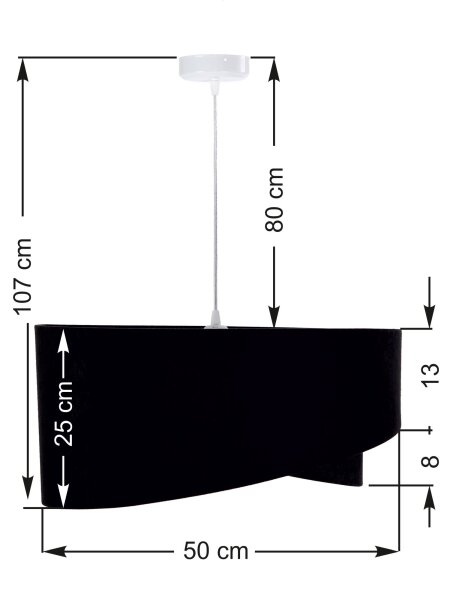 Pendelleuchte Schirm Schwarz Weiß Stoff rund Ø50cm
