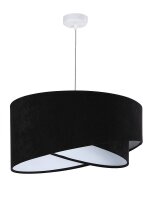 Pendelleuchte Schirm Schwarz Wei&szlig; Stoff rund &Oslash;50cm
