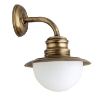 Messing Wandlampe Glas Schirm Au&szlig;enwand PELLA