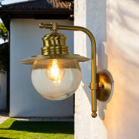Wandlampe Au&szlig;en Messing Glas Maritim Hof PELLA