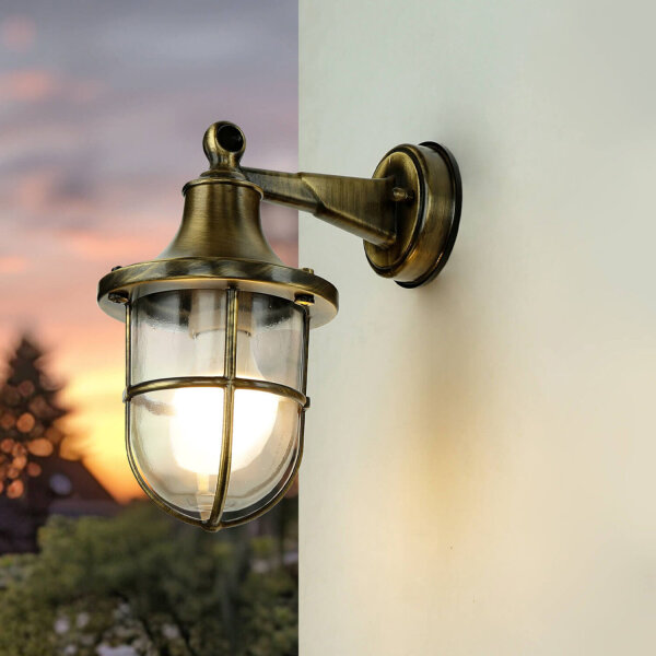 Messing Wandlampe IP64 Maritim Haus Hof SANTORIN
