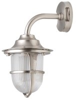 Messing Schiffslampe in Nickel Riffelglas IP64 au&szlig;en