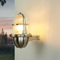 Massive Wandleuchte Au&szlig;en in Nickel Messing Glas