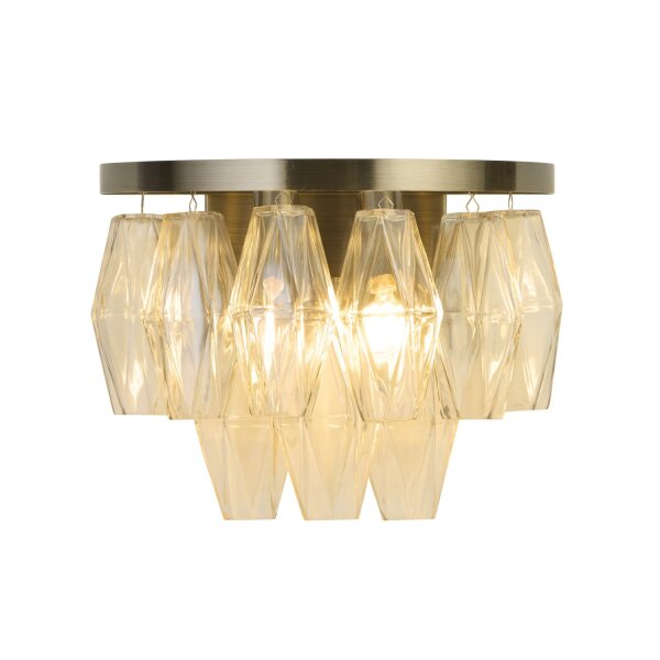 Wandlampe Glas Messing Antik Champagner E14 H:22 cm