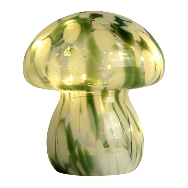 LED Tischleuchte 3000K Glas Grün Weiß H:15 cm Pilzform