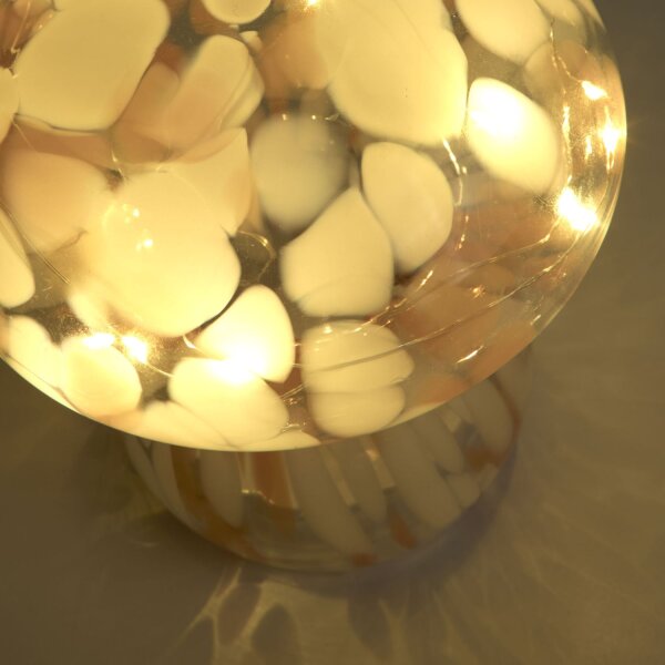 LED Tischlampe 3000K Glas Orange Weiß H:15 cm Pilzlampe