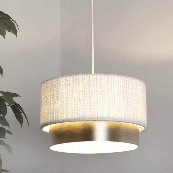 Lampenschirm Stoff Weiß Champagner E14 E27 Ø35 cm Loft