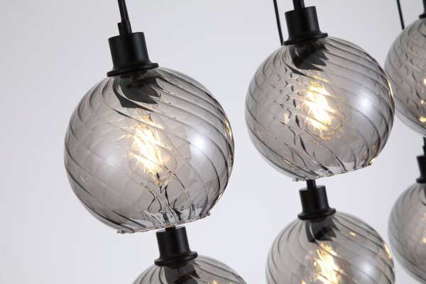 Pendelleuchte Metall Rauchglas Schwarz E27 L:95 cm
