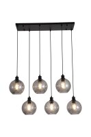 Pendelleuchte Metall Rauchglas Schwarz E27 L:95 cm