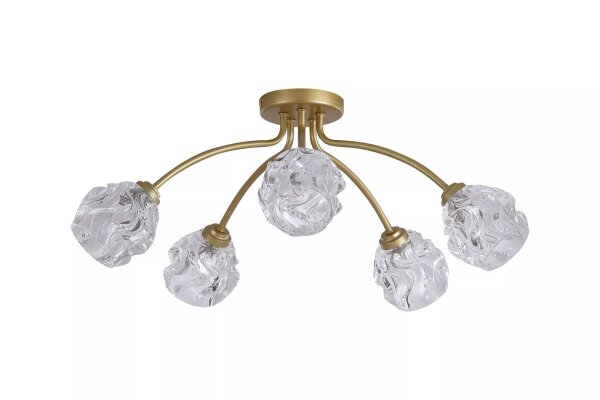 Deckenleuchte Metall Klarglas Gold G9 L:60 cm 5-flammig