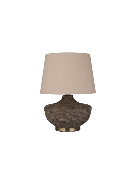 Tischlampe Keramik Leinen Natur E27 H:48 cm blendarm
