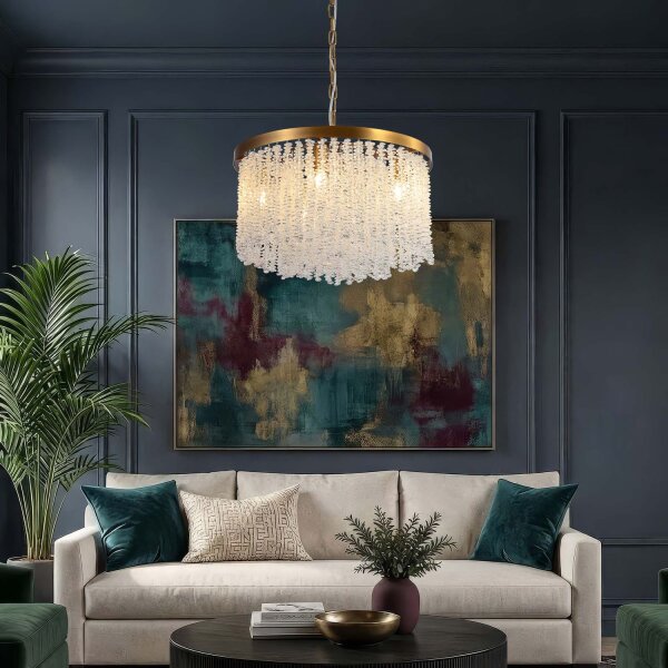 Hängelampe Glas Metall Bronze E14 Ø50 cm 5-flammig klar