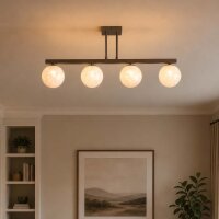 Deckenlampe Glas Metall Bronze Wei&szlig; G9 L:72 cm Kugel