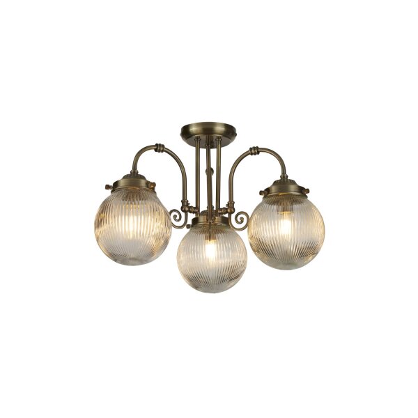 Deckenlampe Glas Metall Messing Antik E14 IP44 H:31 cm
