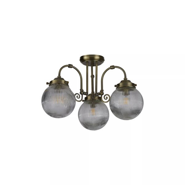 Deckenlampe Glas Metall Messing Antik E14 IP44 H:31 cm