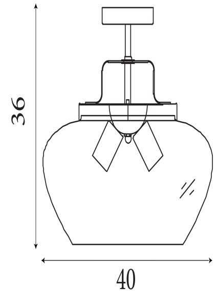 Deckenleuchte Glas Metall Bronze E27 H:36 cm 3-flammig