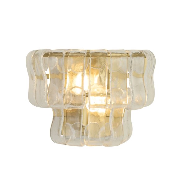 Wandleuchte Glas Metall Gold E14 H:20 cm 2-flammig klar