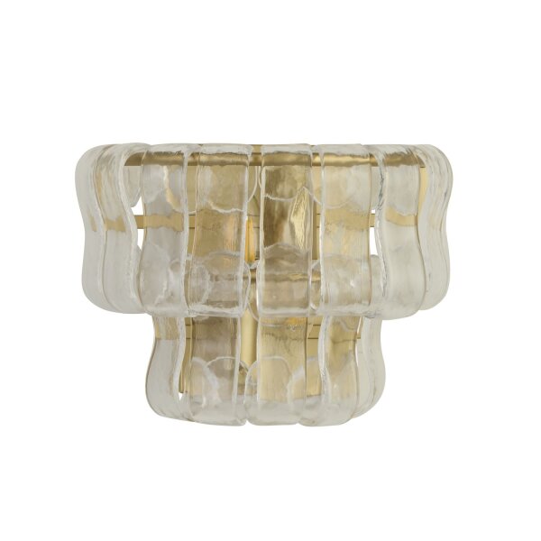 Wandleuchte Glas Metall Gold E14 H:20 cm 2-flammig klar