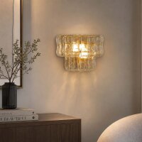 Wandleuchte Glas Metall Gold E14 H:20 cm 2-flammig klar