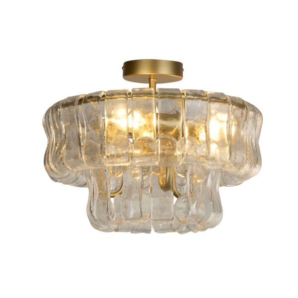 Deckenlampe Glas Metall Gold E14 Ø35 cm 3-flammig klar