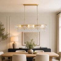 Pendelleuchte Glas Metall Gold E14 L:98 cm 8-flammig