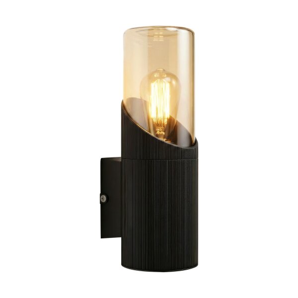 Außenwandleuchte Glas Schwarz Bernstein E27 IP44 modern
