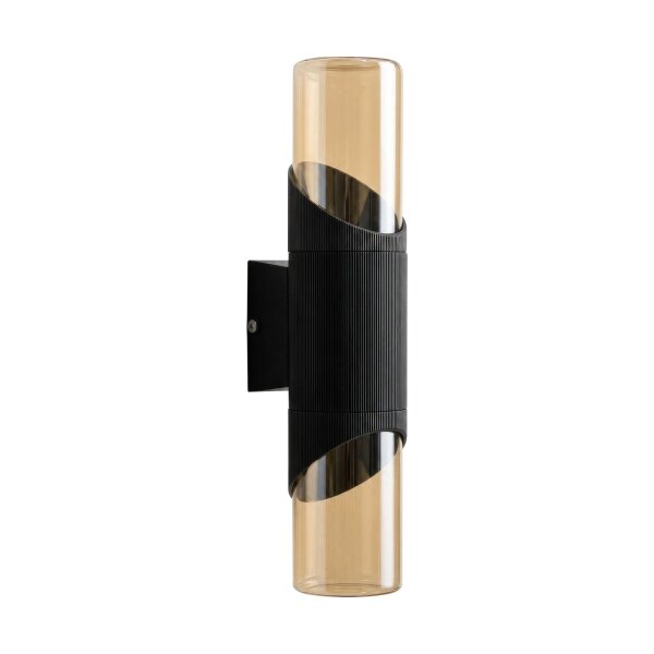 Außenwandlampe Glas Schwarz Bernstein E27 IP44 Up Down
