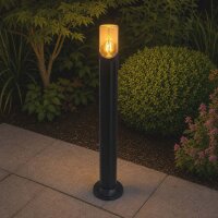 Sockelleuchte Glas Schwarz Bernstein E27 IP44 H:90 cm