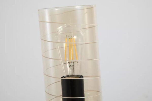 Tischleuchte Glas Metall Schwarz Bernstein E27 Schalter