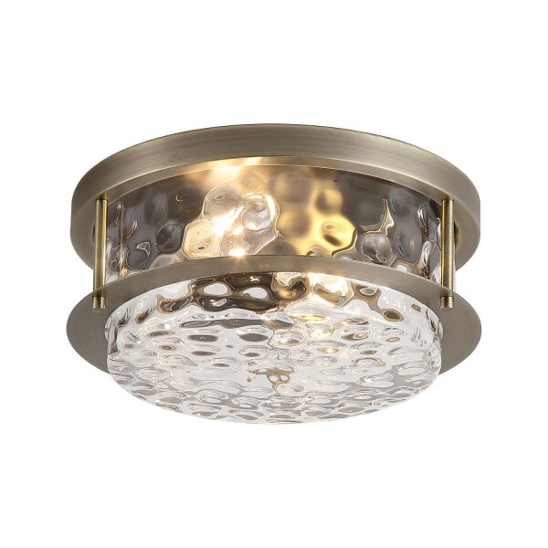 Deckenlampe Klarglas Messing Antik E27 IP44 Ø35 cm rund