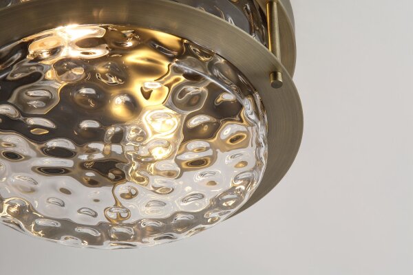 Deckenlampe Klarglas Messing Antik E27 IP44 Ø35 cm rund