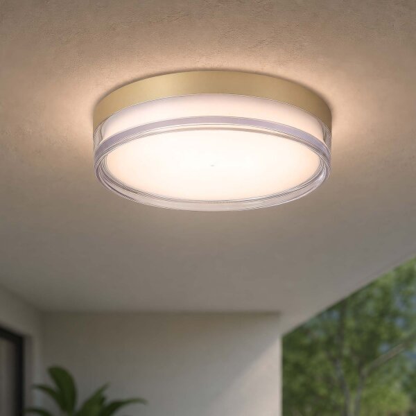 LED Deckenlampe CCT 2300-4000K Metall Gold IP65 Ø30 cm