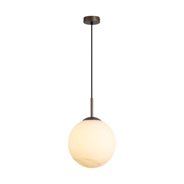 Hängelampe Glas Metall Bronze-Braun Weiß E27 Ø25 cm