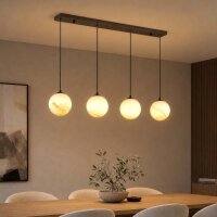 H&auml;ngelampe Glas Metall Bronze-Braun Wei&szlig; E27 L:120 cm