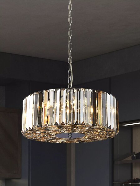 Pendelleuchte Glas Metall Chrom Bernstein E27 Ø42 cm