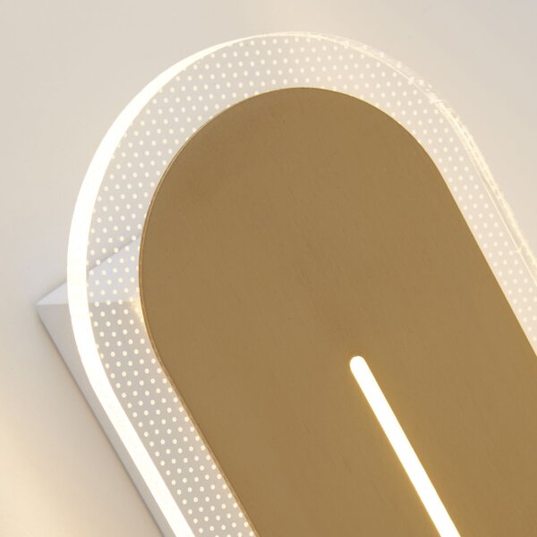 LED Wandlampe 3000K Metall Messing IP44 H:42 cm oval