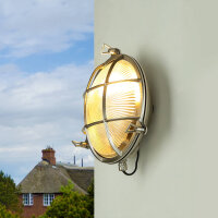 Wandlampe Außen Nickel Echt-Messing rund...