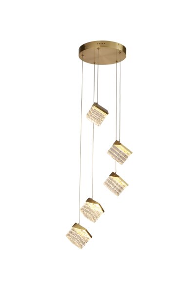 LED Pendelleuchte 3000K Metall Messing Ø35 cm 5-flammig