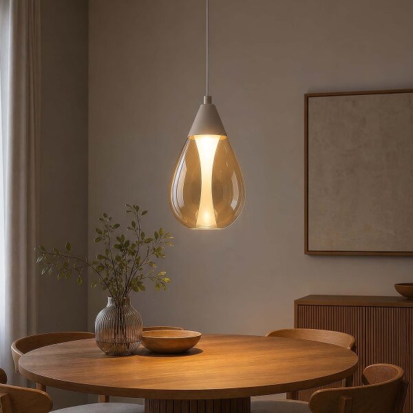 LED Hängelampe 3000K Glas Sandfarben Champagner Ø15 cm