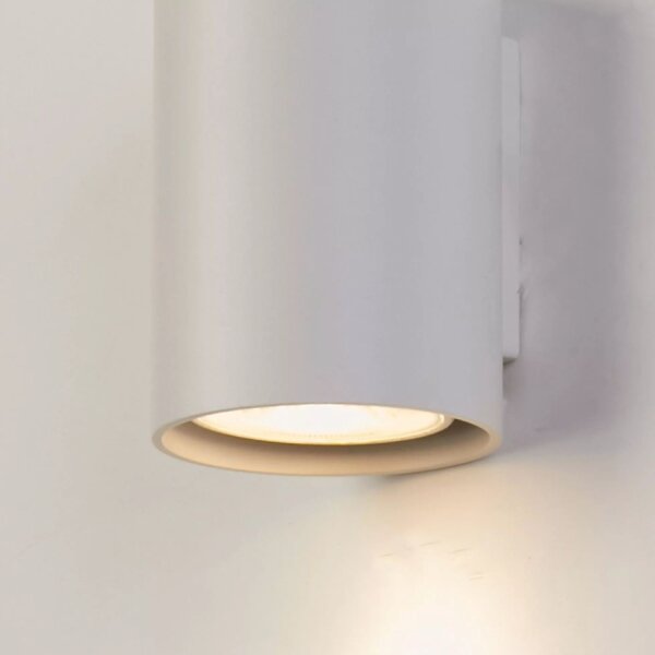 Wandleuchte Aluminium Sandweiß GU10 T:6,5 cm Zylinder