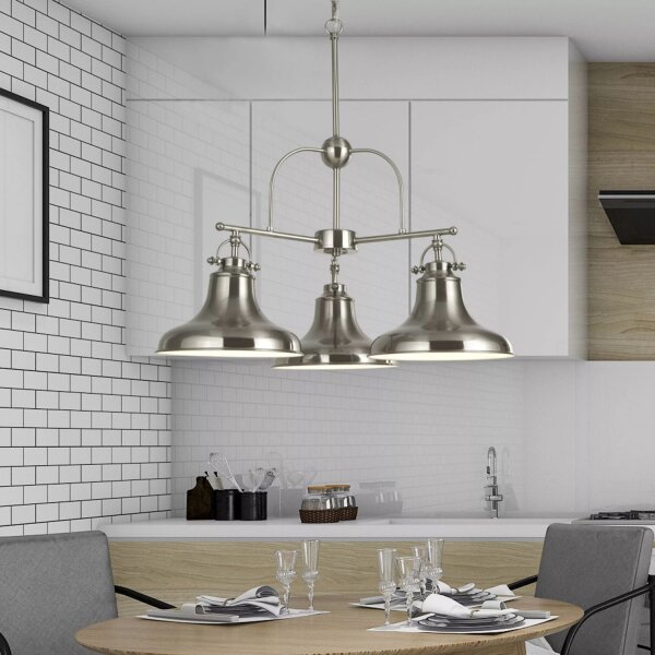 Hängelampe Metall Silber Weiß E27 L:63 cm Industrial