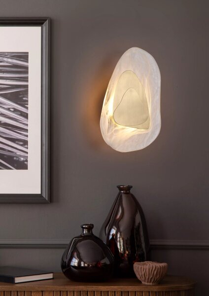 LED Wandlampe indirekt 3000K Glas Metall Messing H:32cm